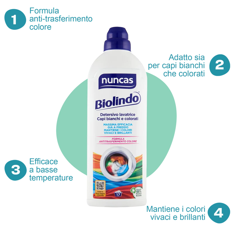 Biolindo Detersivo Lavatrice Capi Bianchi e Colorati - 1000ml