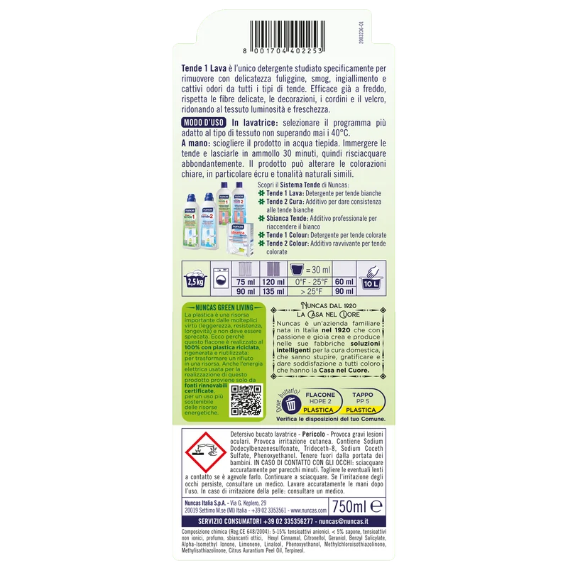 Tende 1 Detergente Specifico Tende - 750ml
