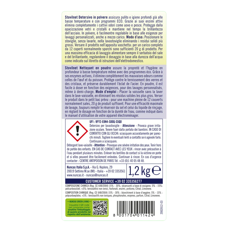Stovilnet Detersivo in polvere Lavastoviglie - 1200g