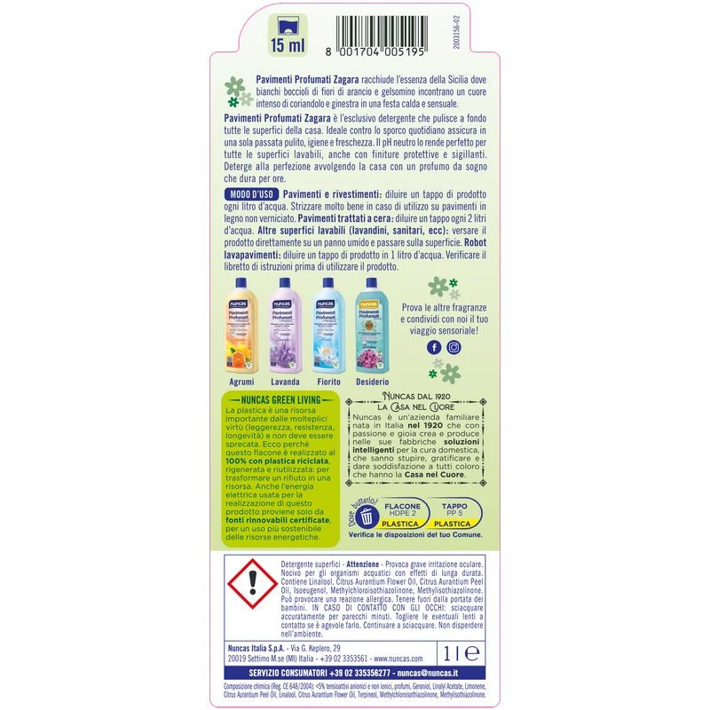 Pavimenti Profumati Detergente Zagara - 1000ml - Multipack