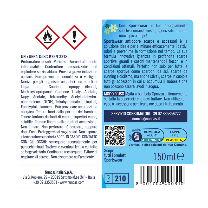 Sportswear Antiodore Scarpe e Accessori - 150ml
