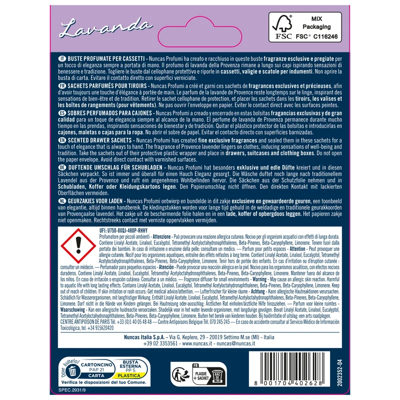 Buste Profumate per Cassetti Lavanda - 2 Pezzi