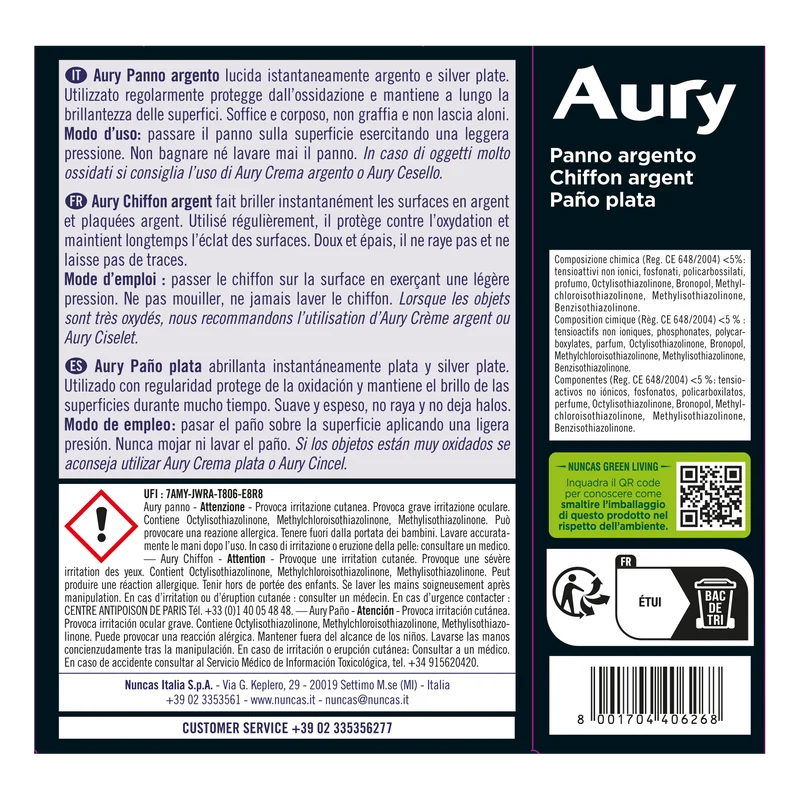 Aury Panno Lucidante Argento - 1 Pezzo