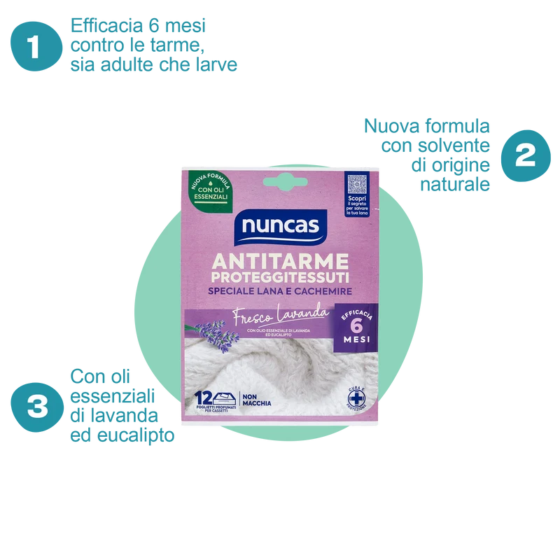 Antitarme proteggitessuti Foglietti Fresco Lavanda - 12 pezzi