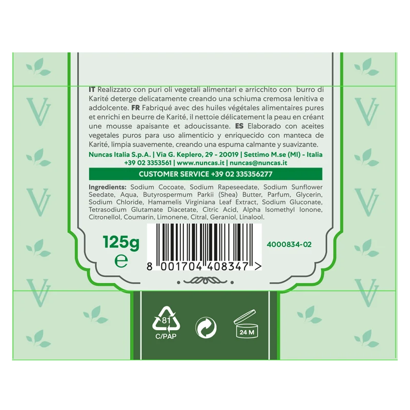 Vittoria Verde Saponi Cremosi Felce e Hamamelis - 125g