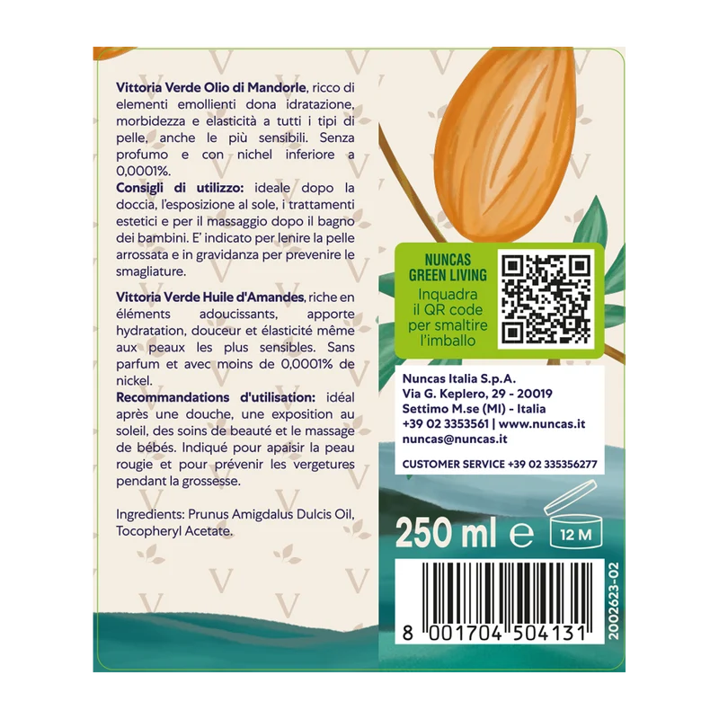 Vittoria Verde Olio di Mandorle Naturale - 250ml
