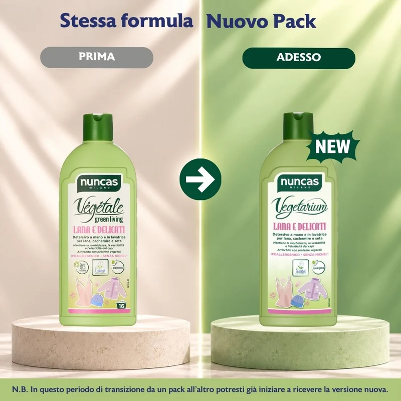 Vegetarium Detersivo a Mano e in Lavatrice Lana e Delicati - 500ml