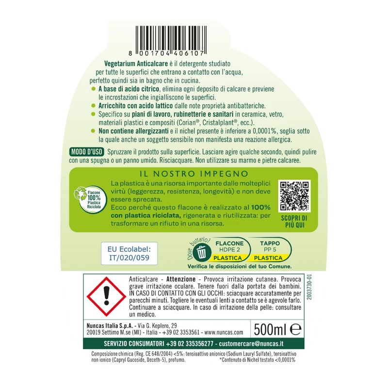 Vegetarium Detergente Anticalcare - 500ml
