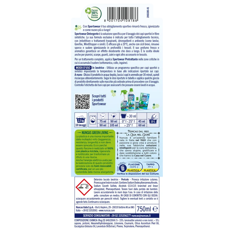 Sportswear Detergente Specifico Capi Tecnici - 750ml