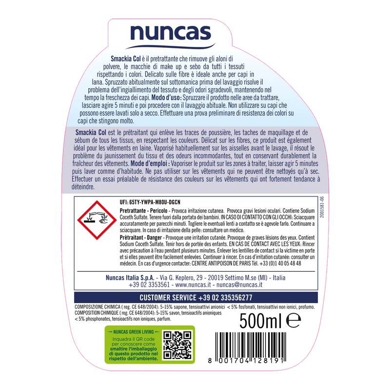 Smackia Col Pretrattante Colli, polsini e sottomaniche - 500ml