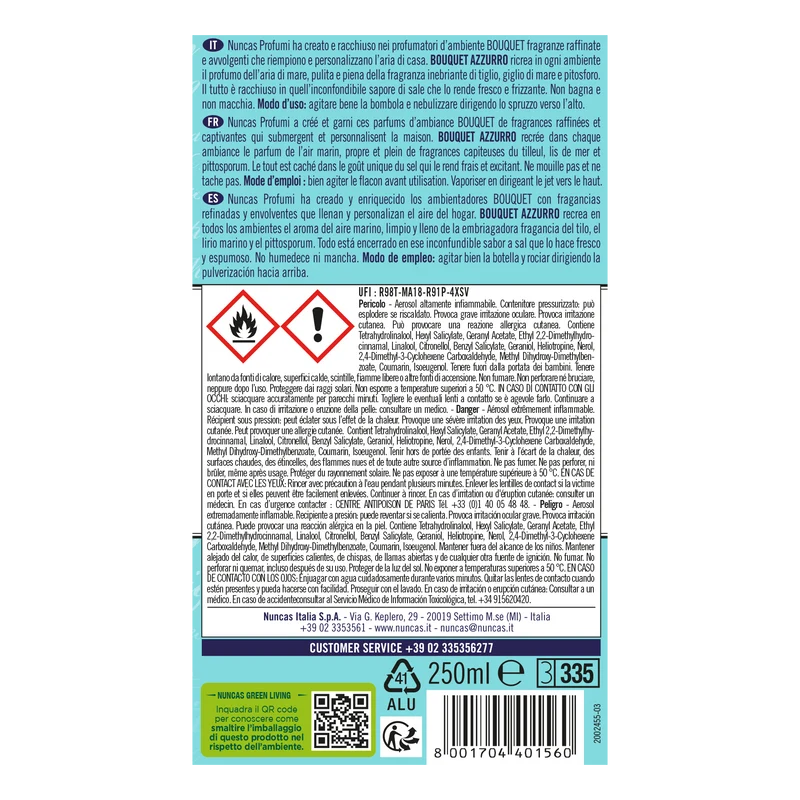 Bouquet Profumatore Spray Azzurro - 250ml