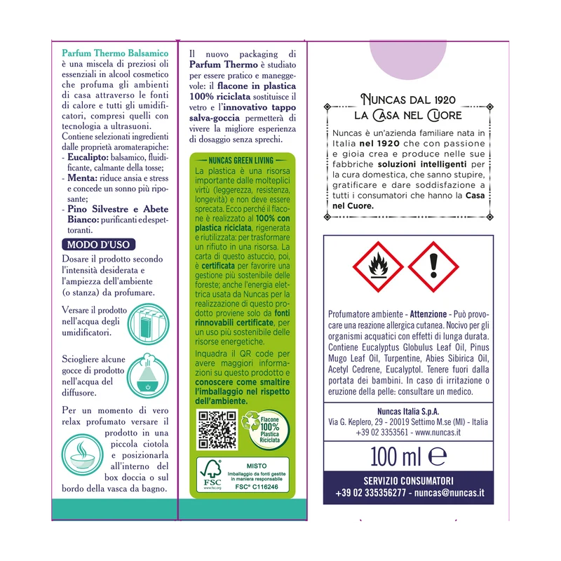 Parfum Thermo Balsamico Profumatore Ambienti Eucalipto Menta - 100ml