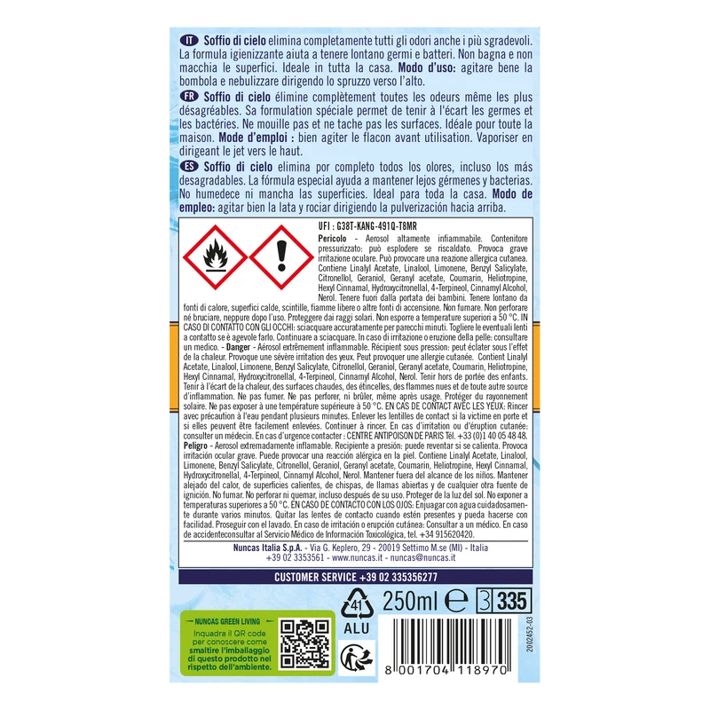 Neutralizzaodori Soffio di Cielo Spray Anti Odore Talco - 250ml