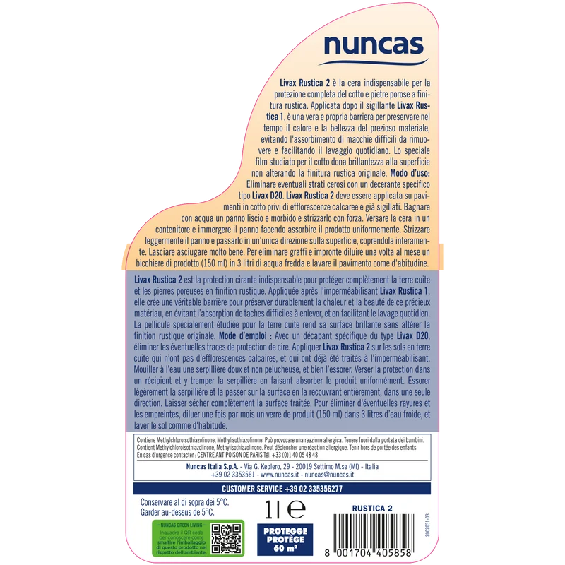 Livax Cera Autolucidante Rustica 2 Pavimenti in Cotto e Mattoni Rustici - 1000ml