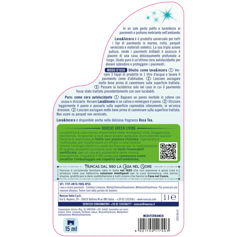 Lava & Incera Detergente Pavimenti Mediterraneo - 1000ml