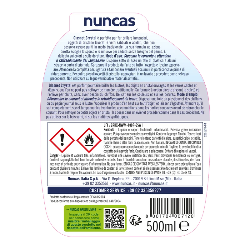 Glasnet Detergente Crystal Lampadari e Cristalli - 500ml