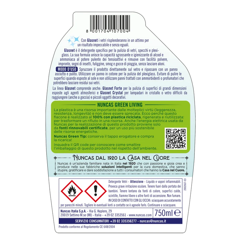 Glasnet Detergente Vetri e Specchi - 750ml