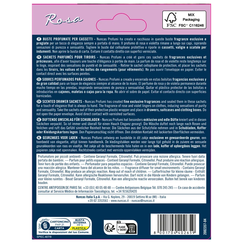 Buste Profumate per Cassetti Rosa - 2 Pezzi