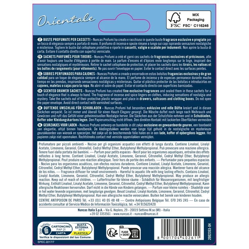 Buste Profumate per Cassetti Orientale - 2 Pezzi