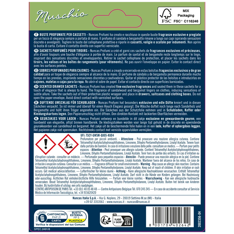 Buste Profumate per Cassetti Muschio - 2 Pezzi
