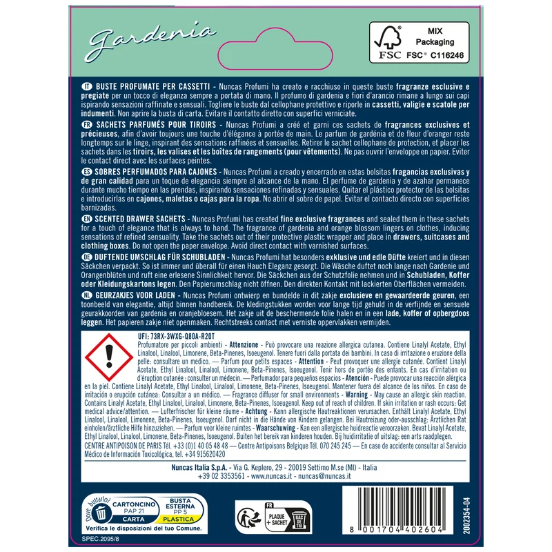 Buste Profumate per Cassetti Gardenia - 2 Pezzi