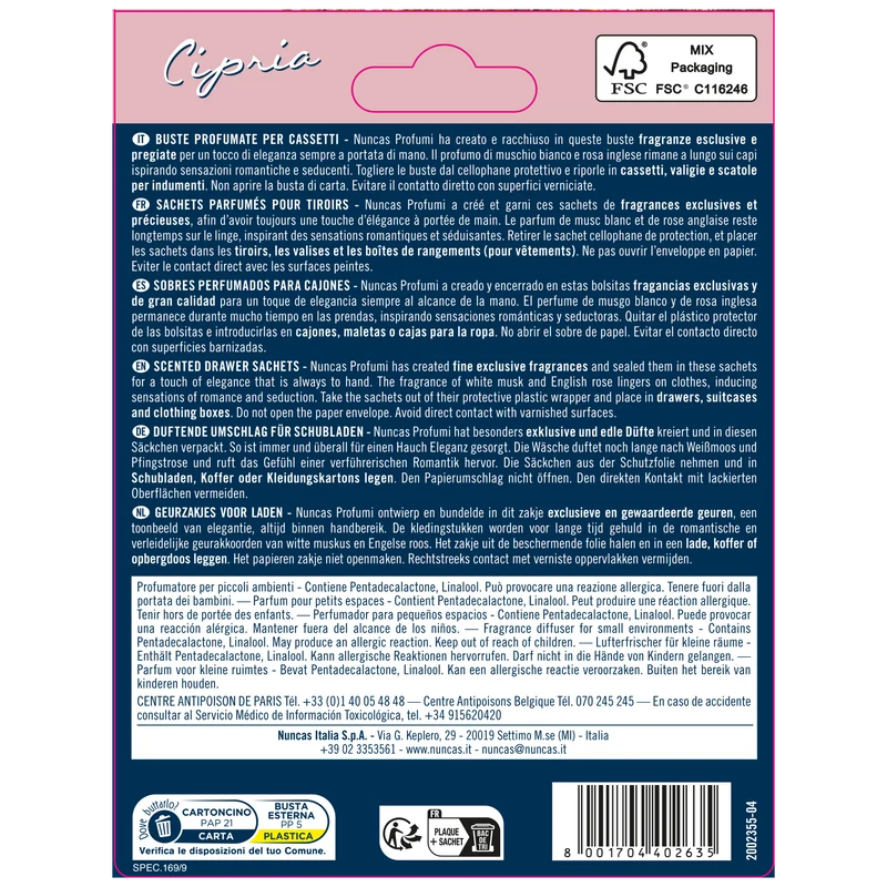 Buste Profumate per Cassetti Cipria - 2 Pezzi
