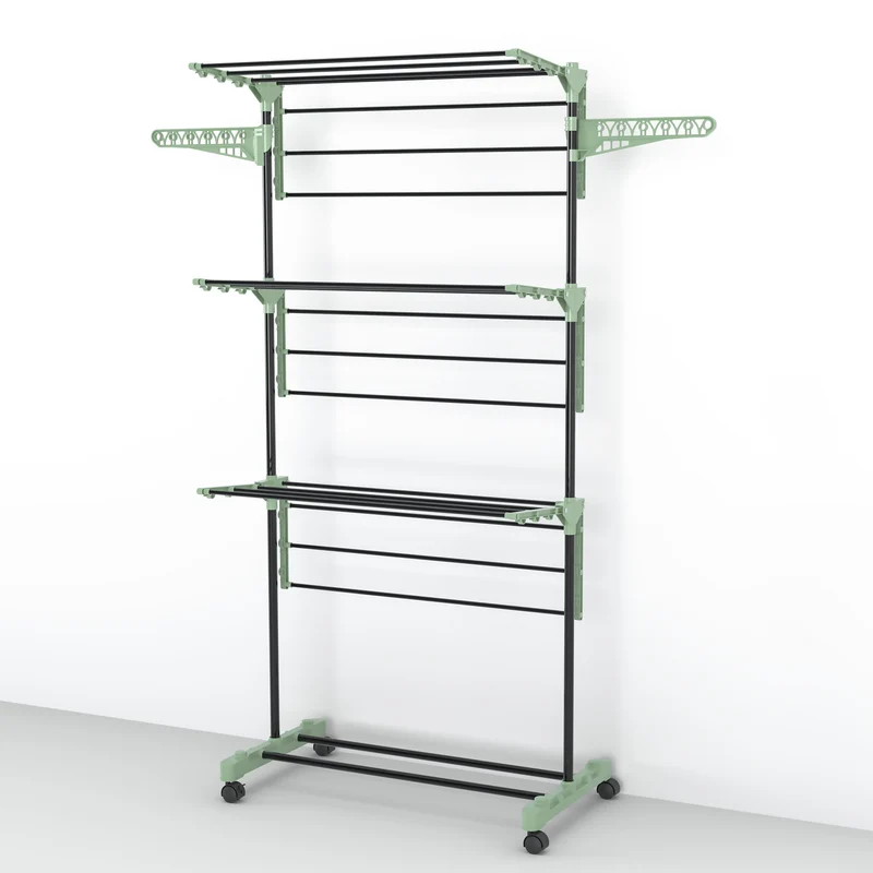 Colombo Stendibiancheria Verticale Cactus ST1016S 16 m 3 Livelli con Ruote e Portagrucce