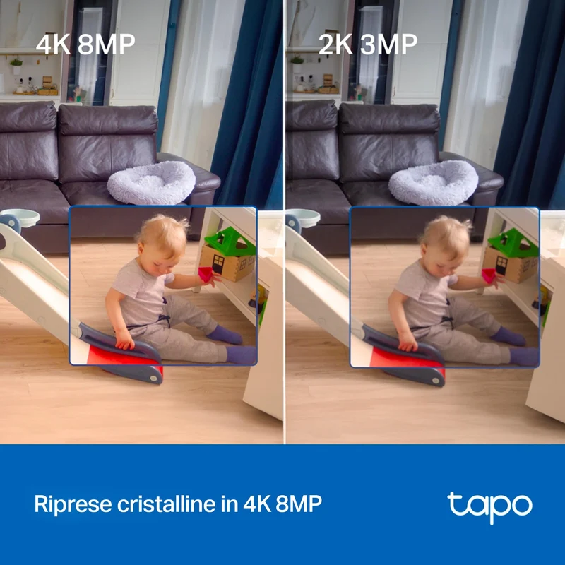 Tapo C250 Telecamera WiFi Interno 4K 8MP, 360° PTZ, Rilevamento AI