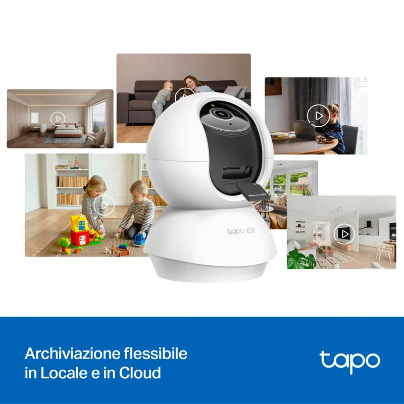 Tapo C250 Telecamera WiFi Interno 4K 8MP, 360° PTZ, Rilevamento AI