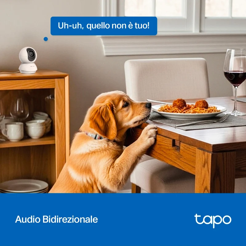 Tapo C250 Telecamera WiFi Interno 4K 8MP, 360° PTZ, Rilevamento AI