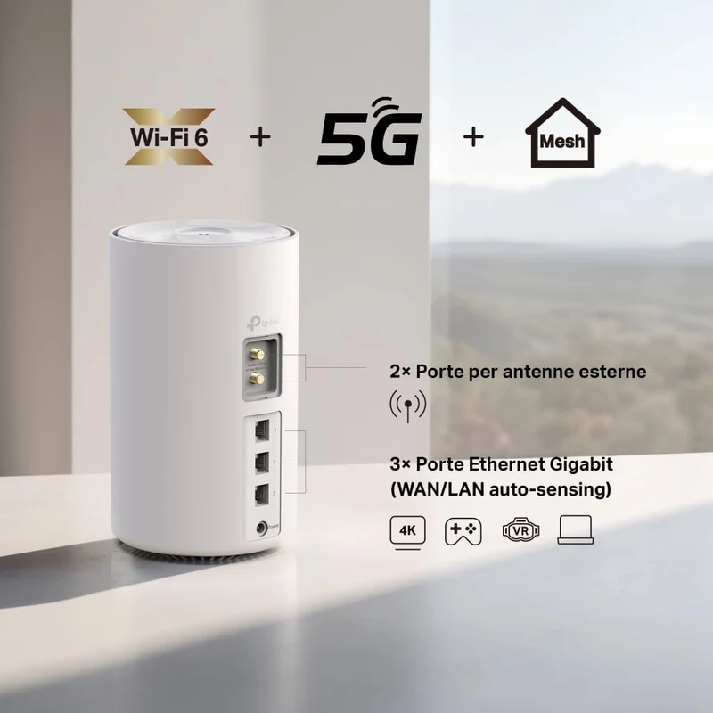 Deco X1500-5G Router 5G Mesh Wi-Fi 6 AX1500Mbps, 3 Porte Gigabit