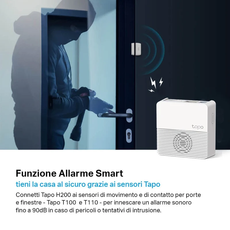 Tapo H200 Smart Hub, Allarme e Campanello Integrato, Storage MicroSD Locale