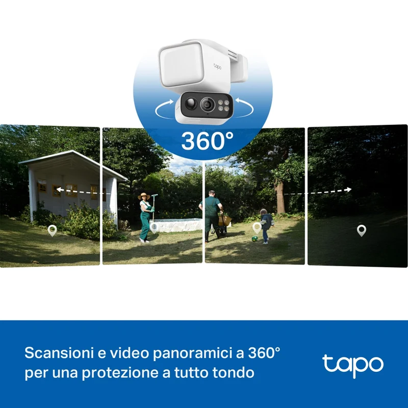 Tapo C615F KIT Telecamera WiFi Esterno 2K 3MP con Pannello Solare, 360° PTZ