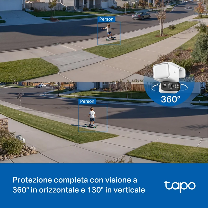Tapo C615F KIT Telecamera WiFi Esterno 2K 3MP con Pannello Solare, 360° PTZ