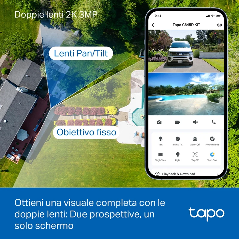 Tapo C645D KIT + H500 HomeBase – Kit di Sicurezza 2K con Doppio Obiettivo