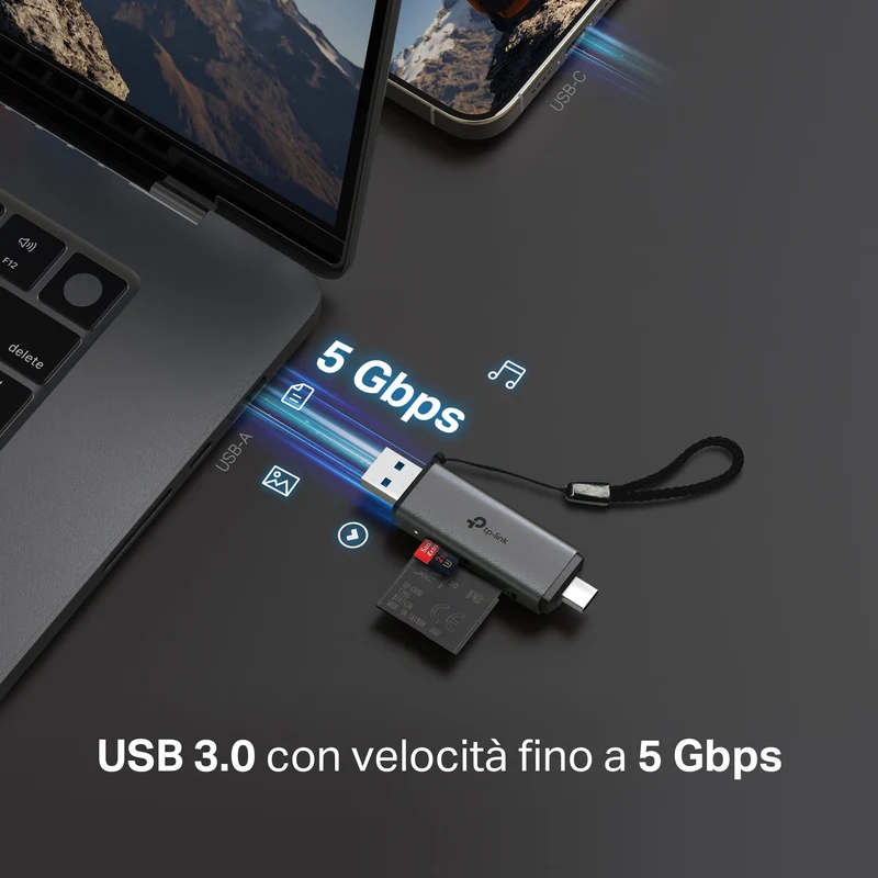 UA430D Lettore di Schede SD & MicroSD, USB 3.0 Type-C & A