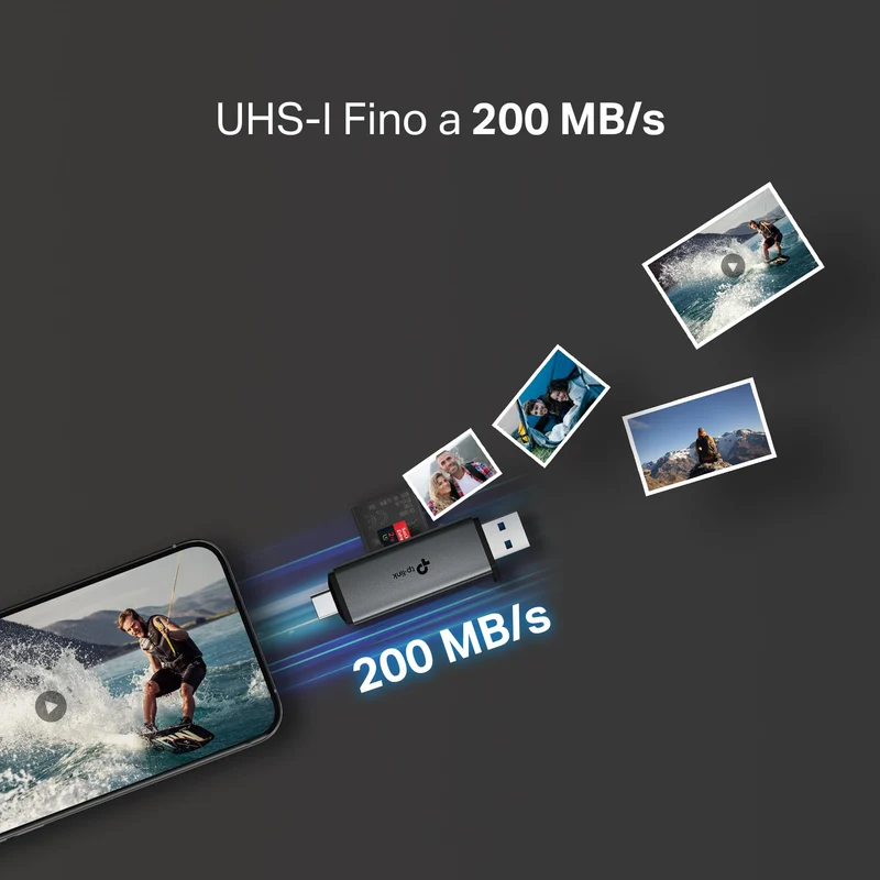 UA430D Lettore di Schede SD & MicroSD, USB 3.0 Type-C & A