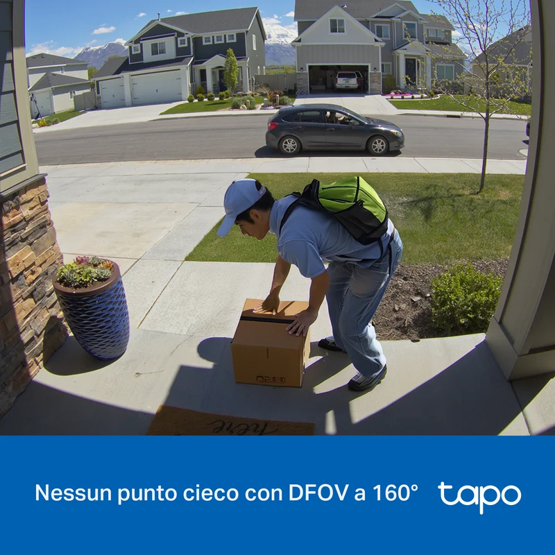 Tapo D205 Video Campanello 2K 3MP, Visione Notturna, Batteria 5200mAh