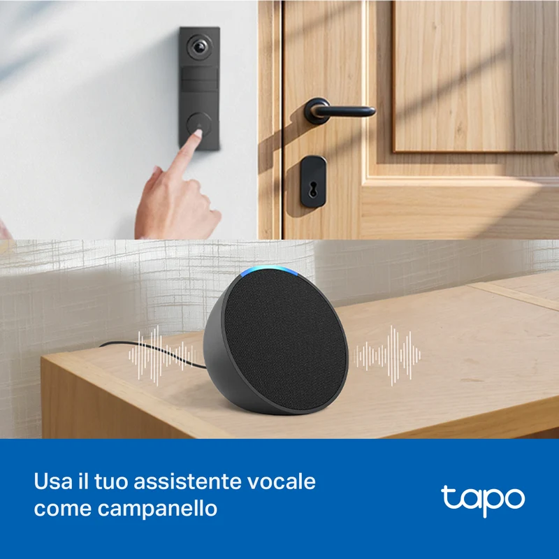 Tapo D205 Video Campanello 2K 3MP, Visione Notturna, Batteria 5200mAh