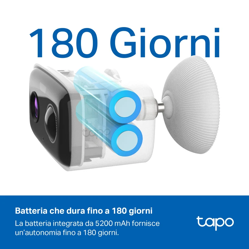 Tapo C400 Telecamera WiFi Esterno FHD 2MP Batteria 5200mAh, 360° PTZ
