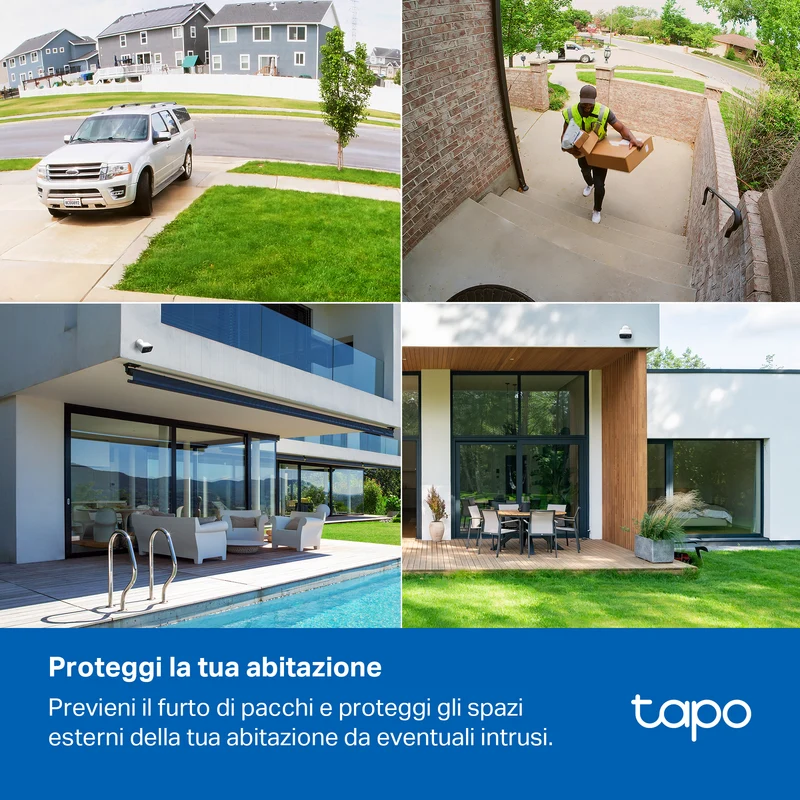 Tapo C400 Telecamera WiFi Esterno FHD 2MP Batteria 5200mAh, 360° PTZ