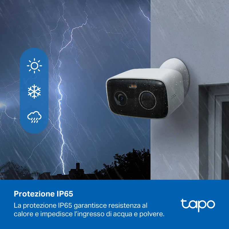 Tapo C400 Telecamera WiFi Esterno FHD 2MP Batteria 5200mAh, 360° PTZ