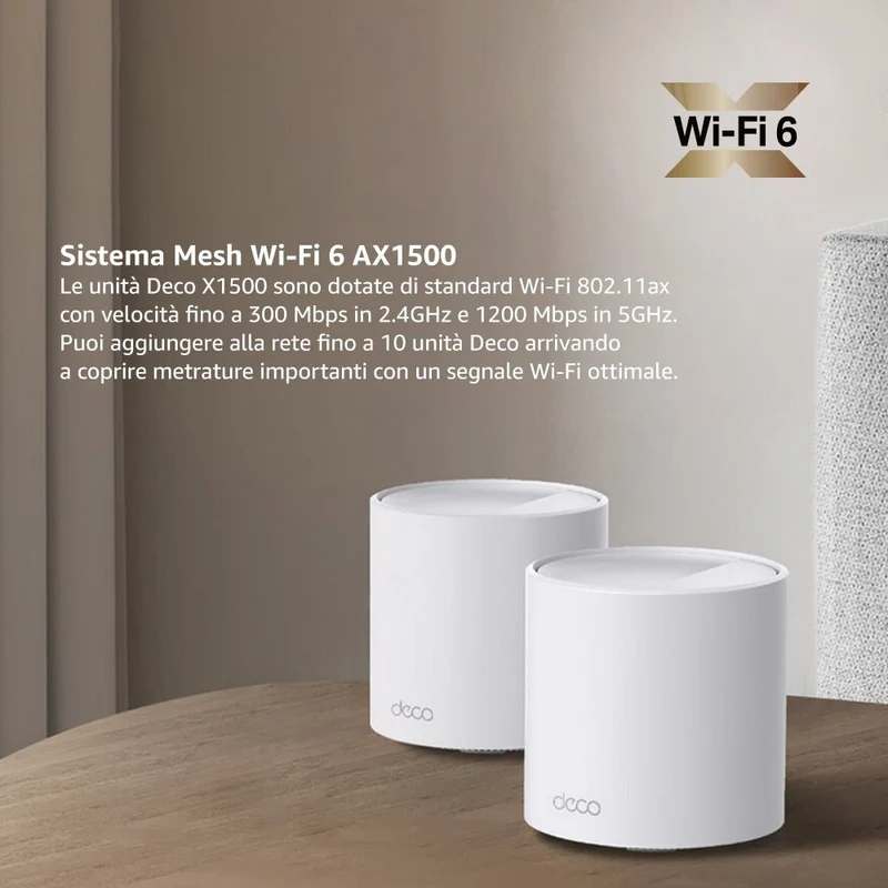 Deco X1500 Sistema Mesh Wi-Fi 6 AX1500Mbps, 3pz