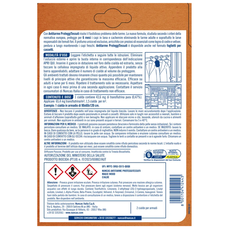 Antitarme proteggitessuti Cialde Magic Wood - 2 pezzi