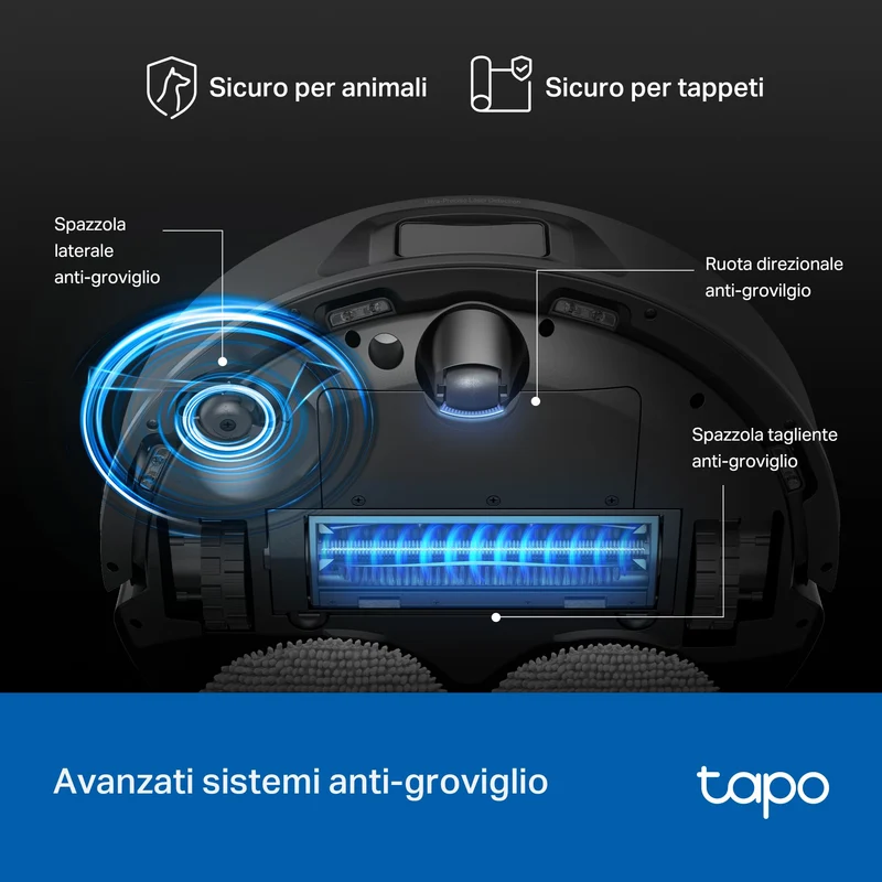 Tapo RV50 Pro Omni + RVA310 Set Robot Aspirapolvere Lavapavimenti con Panni Lavabil