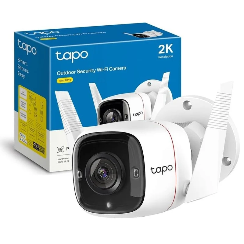 Tapo C310 Telecamera Wi-Fi Esterno 2K 3MP, Visione Notturna, Wi-Fi/Ethernet, ⚠️Non a batteria
