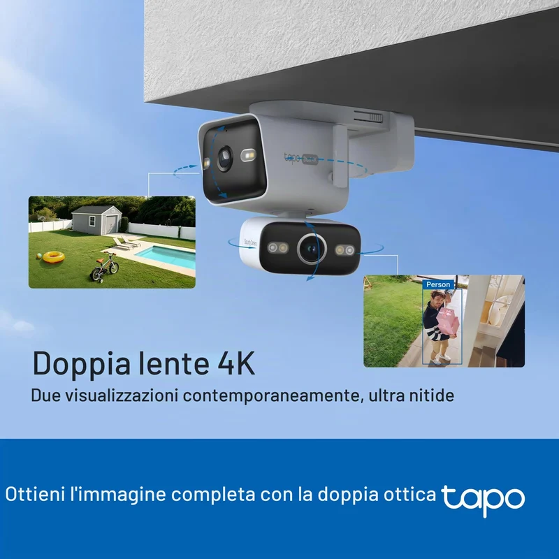 Tapo C575D + H500 HomeBase – Kit Sicurezza 4K Dual-Lens con Storage Locale