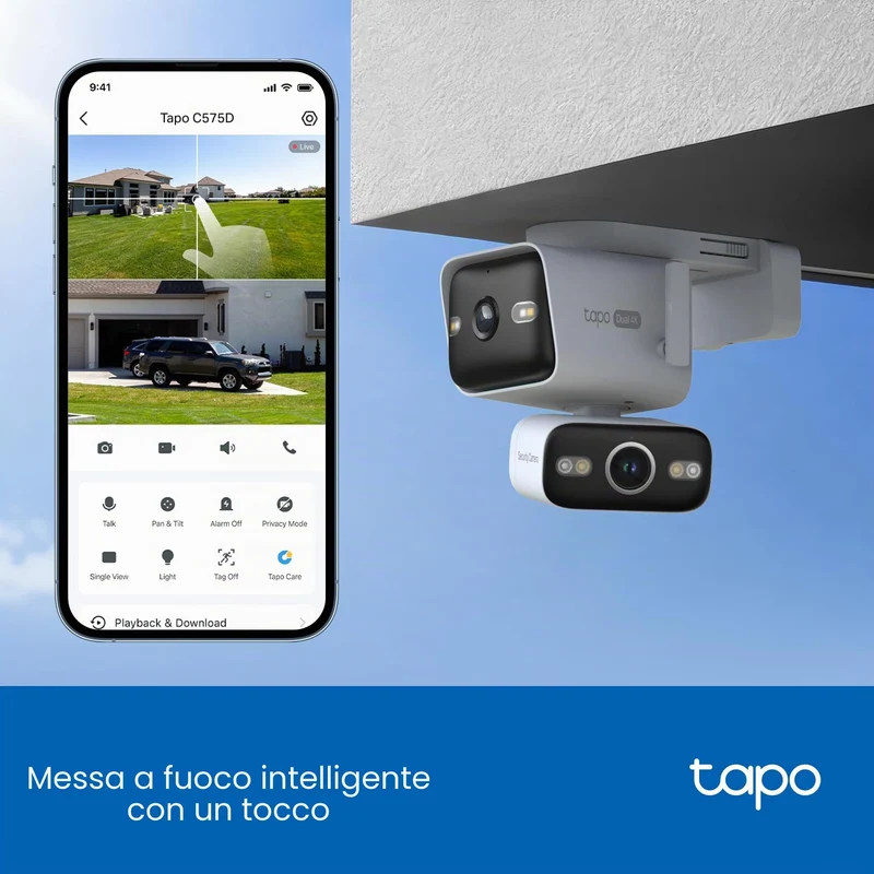 Tapo C575D + H500 HomeBase – Kit Sicurezza 4K Dual-Lens con Storage Locale