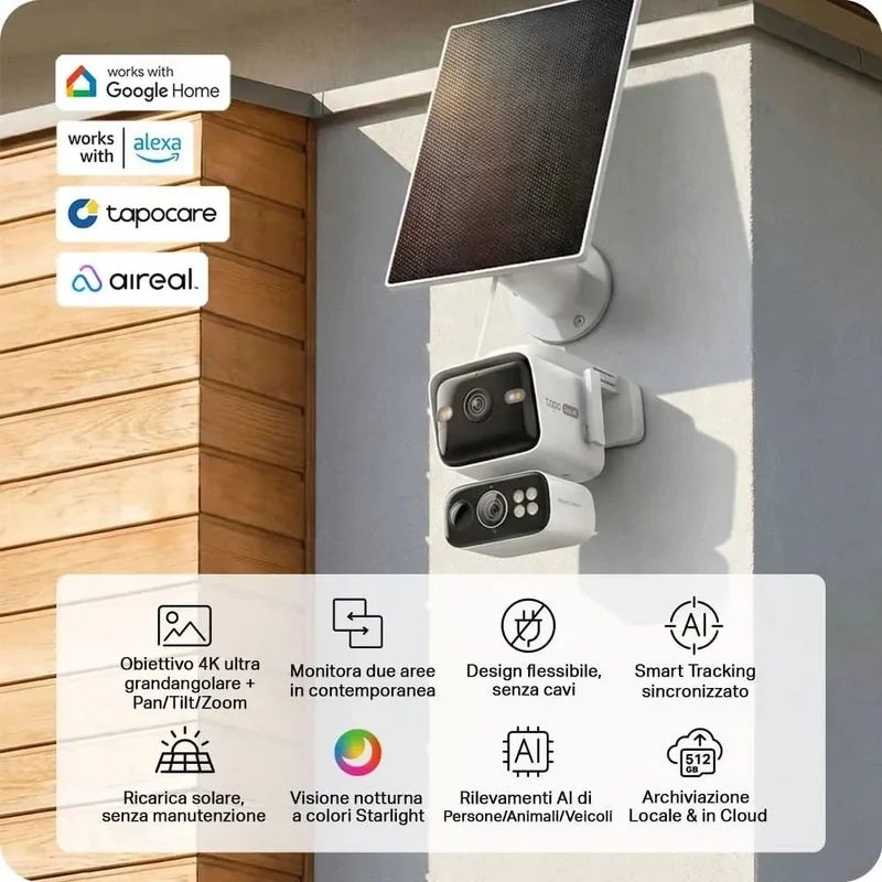 Tapo C675D KIT + H500 HomeBase – Kit Sicurezza 4K Dual-Lens con Storage Locale