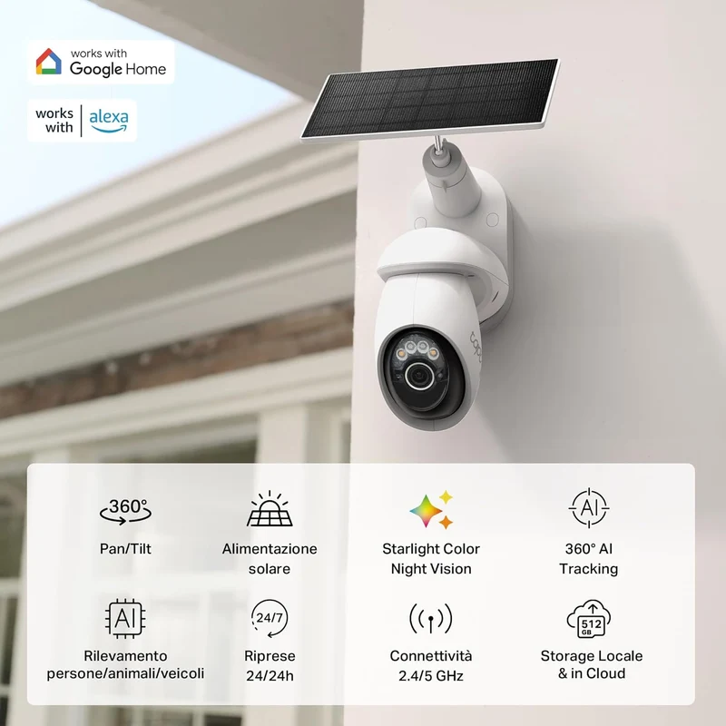 Tapo C660 KIT Telecamera WiFi Esterno 4K 8MP Batteria, Starlight, 360° PTZ, 4pz